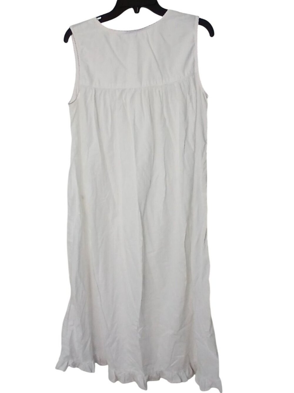 Amanda Stewart Nightgown Sz L White Sleeveless Floral Embroidered Cotton #D-46 - Picture 2 of 9